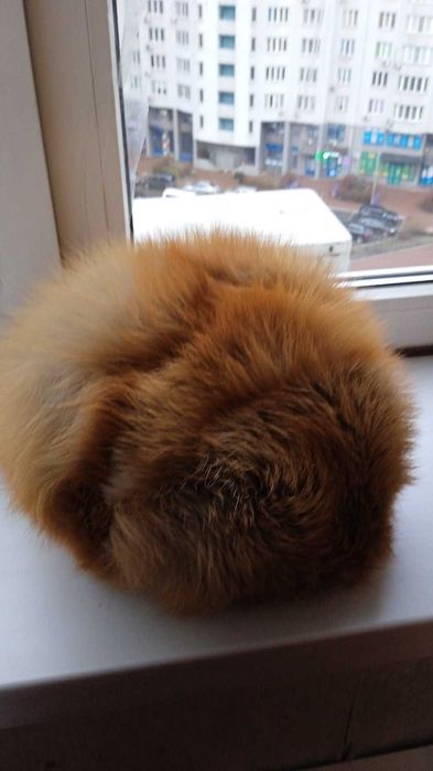 Шапка из лисы, пышная , красивый цвет