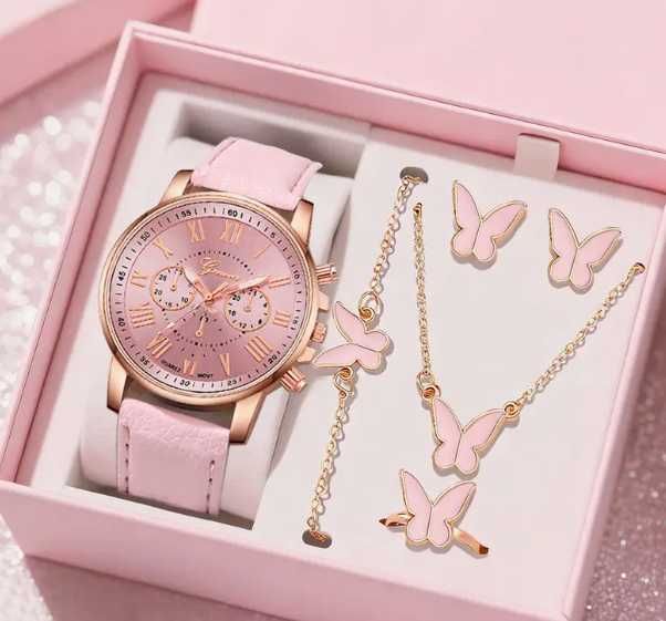 Różowy zegarek z dodatkami