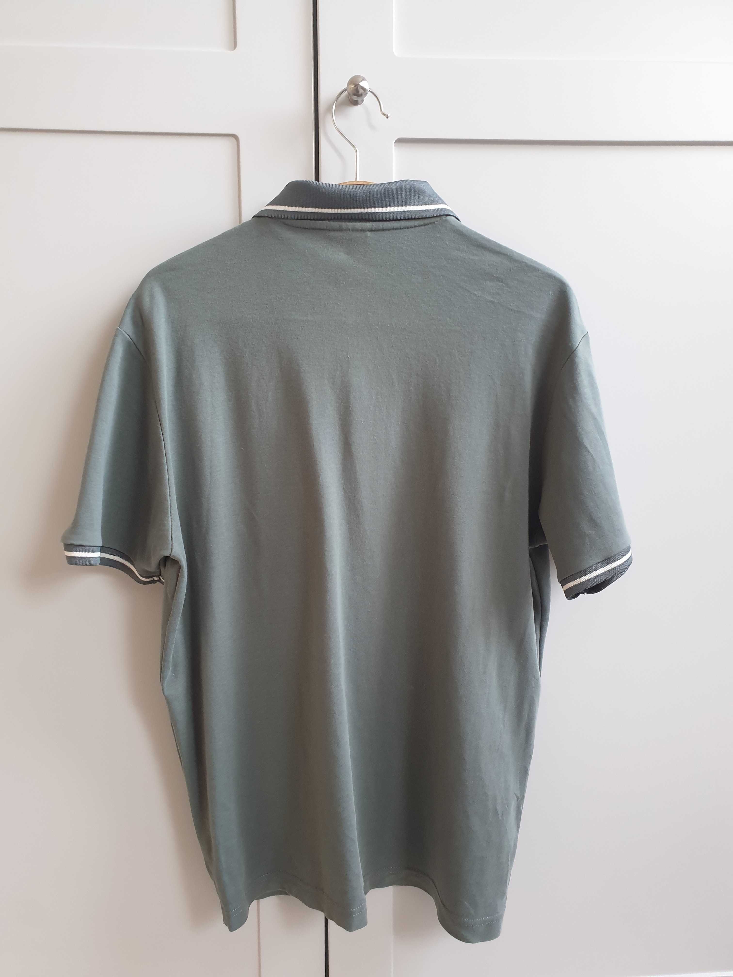 Zielona szałwiowa koszulka polo t-shirt Zara M męska