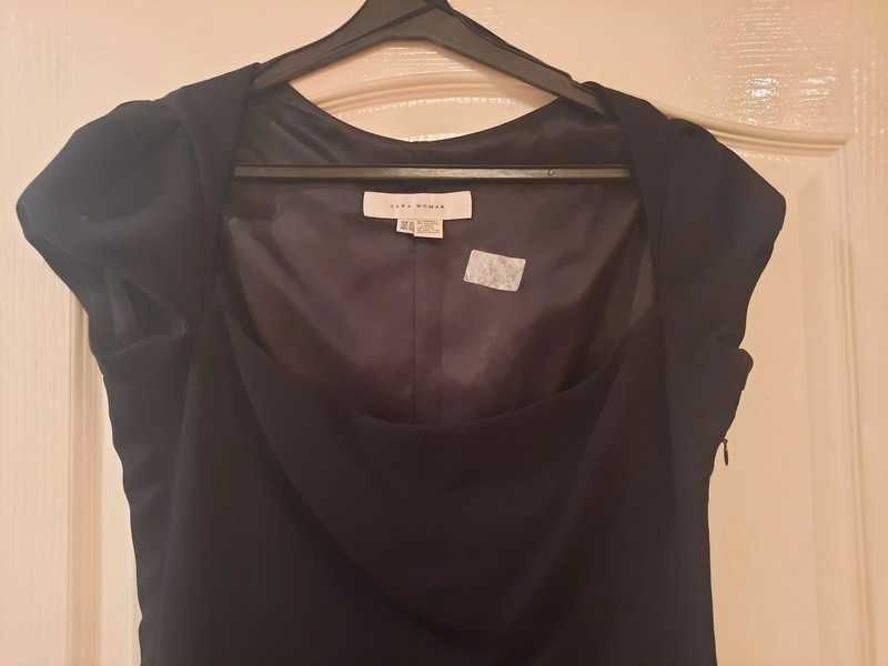 Elegancka czarna sukienka koktajlowa midi, Zara, L-XL