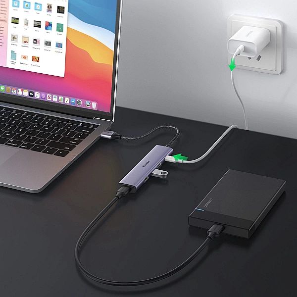 Ugreen rozdzielacz HUB USB - 4x USB 3.0 szary (CM473, 20805)