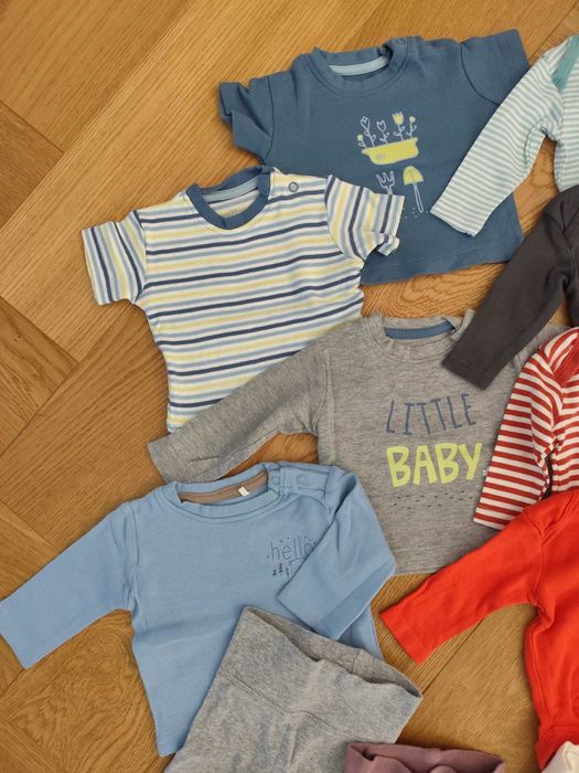 Paka ubranek dla chłopczyka 50-56 bawełna wyprawka niemowlęca