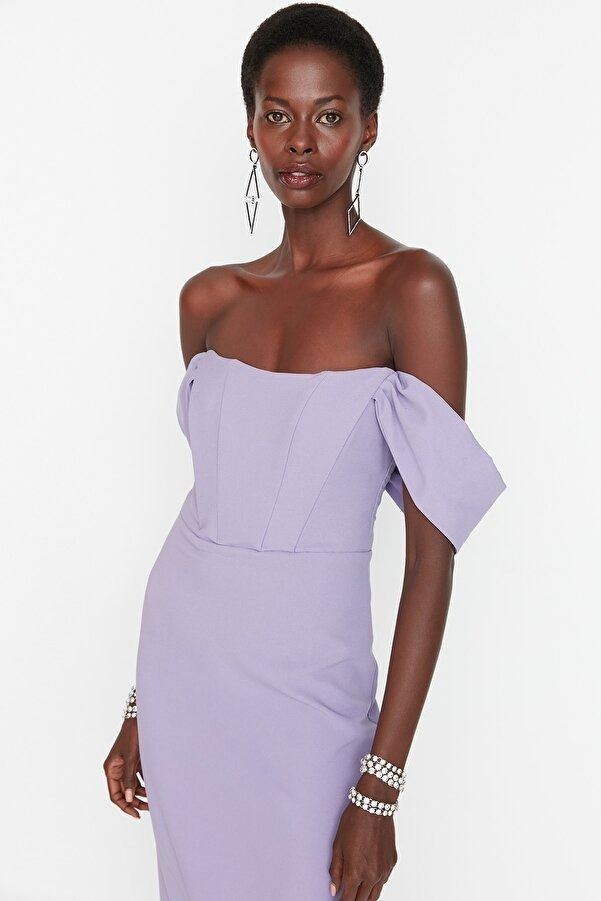 Trendyol 42 Xl Sukienka Prosta Midi Lilac H10861