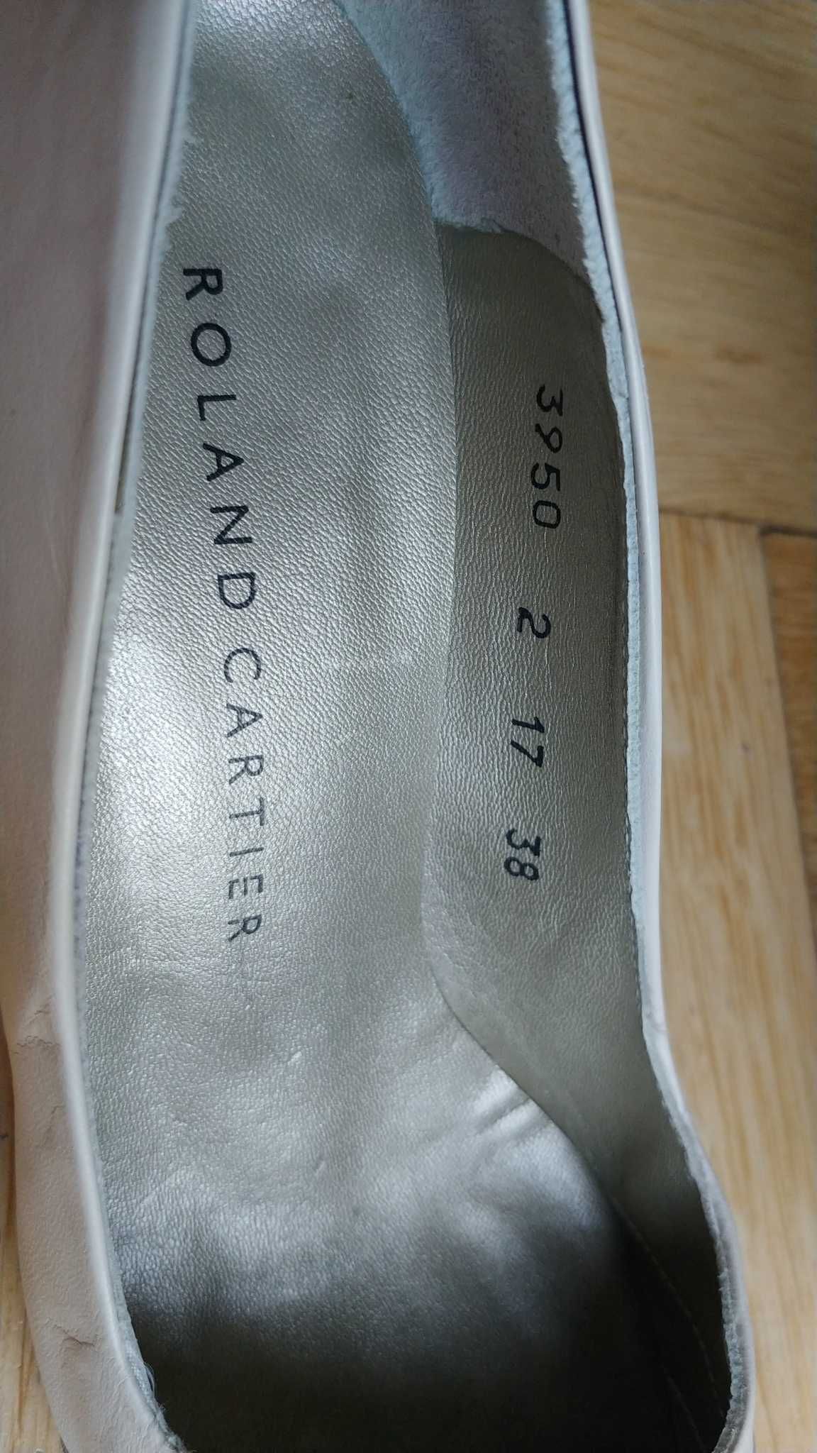 Buty szpilki czółenka Cartier roz. 38 obcas 8 cm. ecru