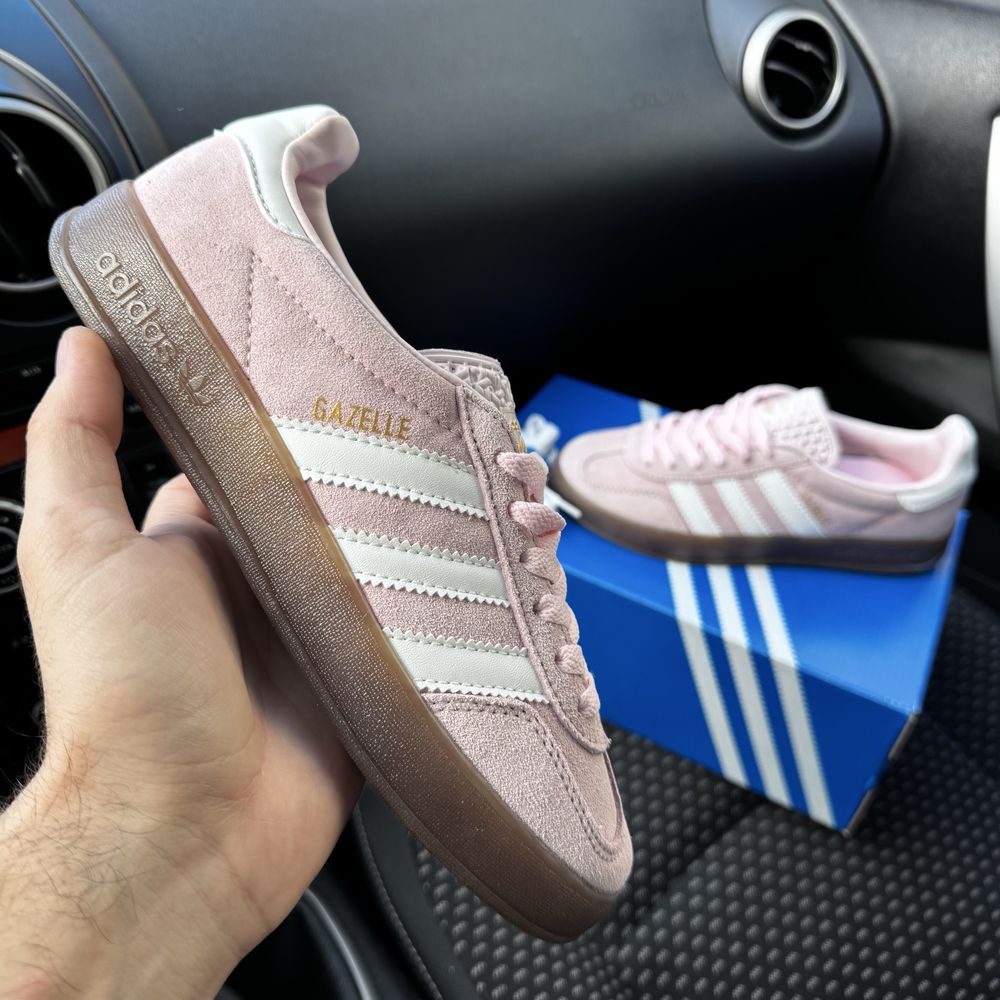 Жіночі кросівки адідас газель рожеві замша Adidas Gazelle pink white