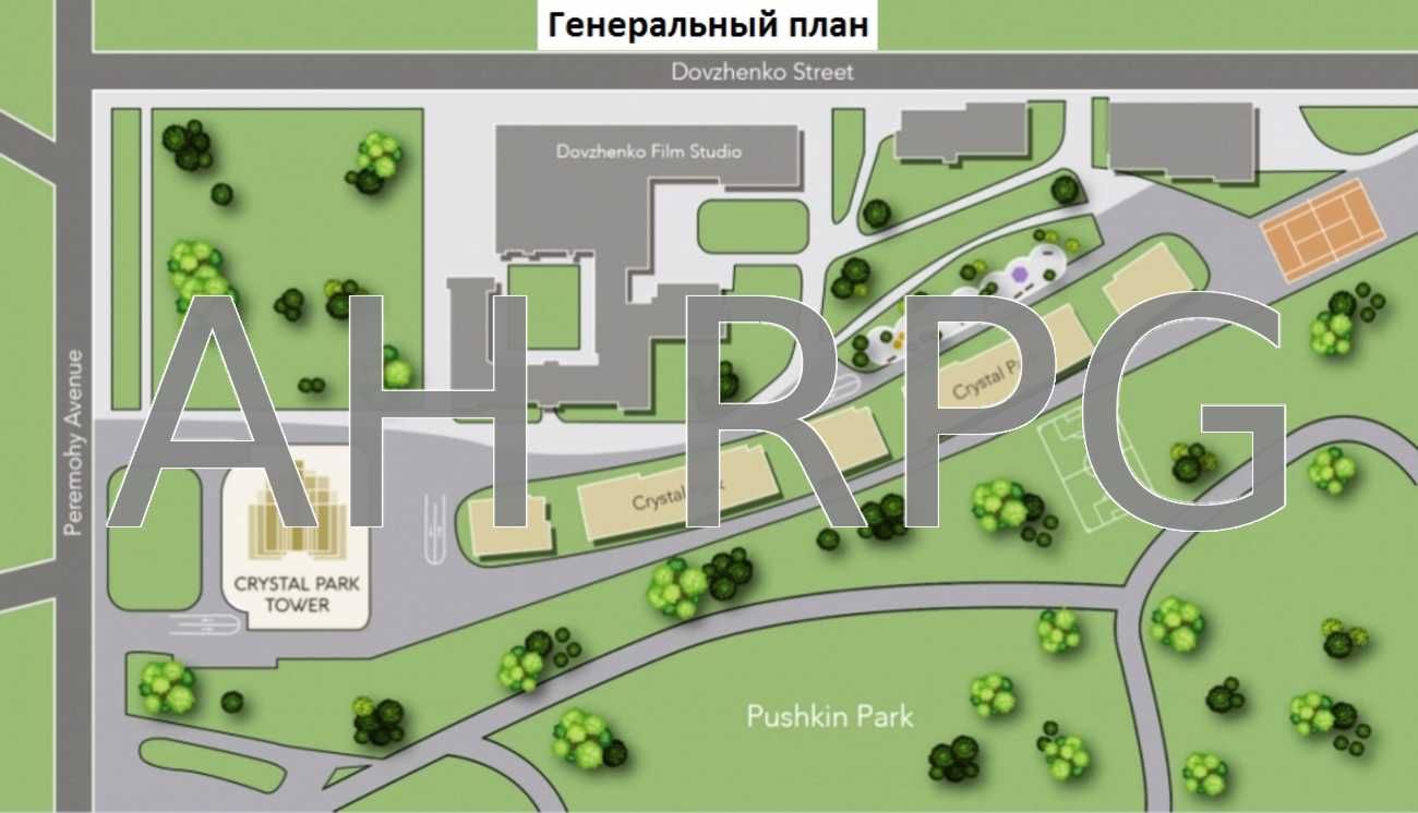 Вид на Парк 1-к квартира 59м²  в Преміум ЖК Crystal Park Tower ЦЕНТР