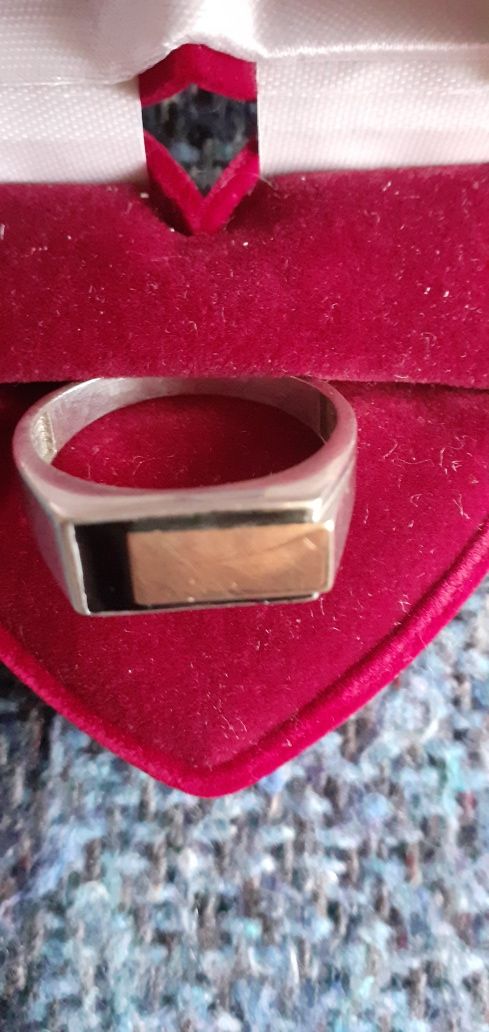 Печатка кольцо мужское серебро золотая пластина золото размер 22