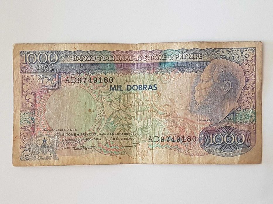 Nota 1000 Dobras São Tomé Príncipe Ano:1989