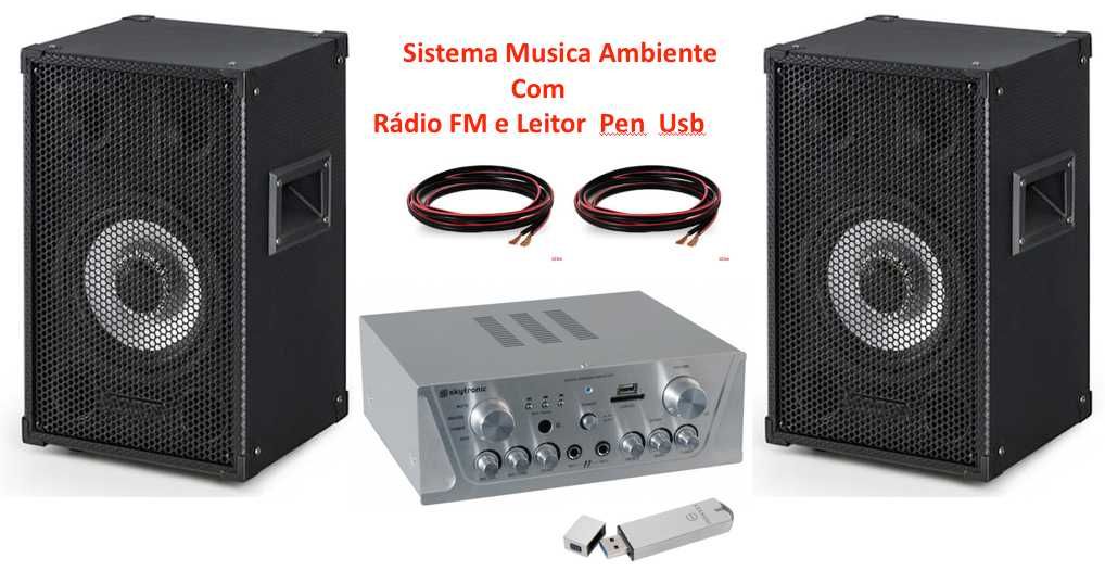 MUSICA AMBIENTE LOJAS - Amplificador e Colunas