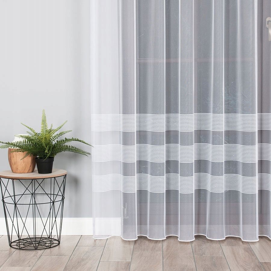 Firana gotowa 000282 wys 250x1150cm żakard taśma firanka pasowa biała