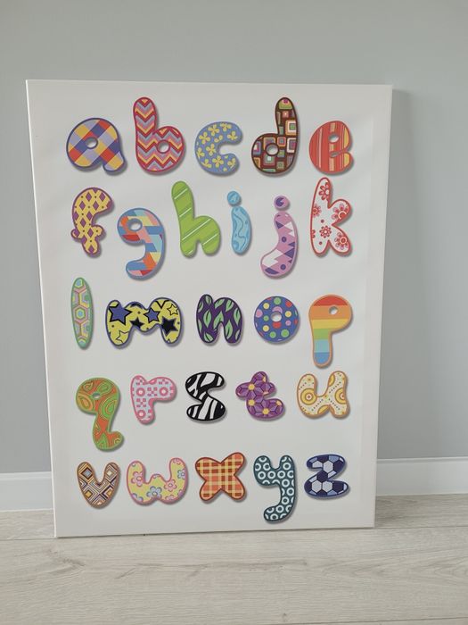 Śliczny obraz dla przedszkolaka do pokoju dziecięcego z literkami