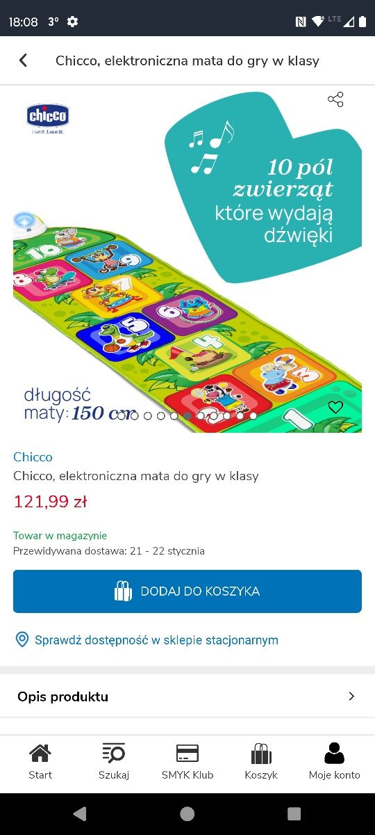 Chicco elektroniczna mata do gry w klasy