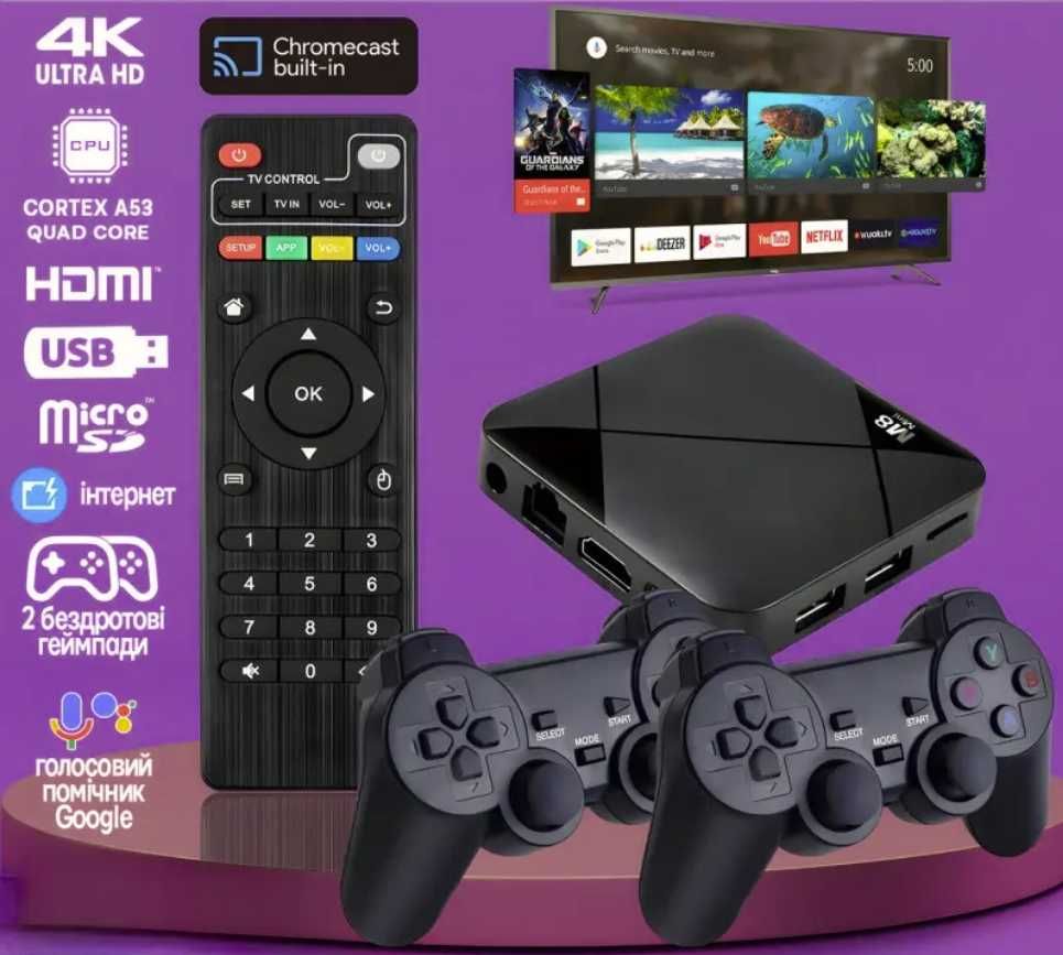 Ігрова приставка M8 Mini потужний Android TV Box з іграми4K Game Stick