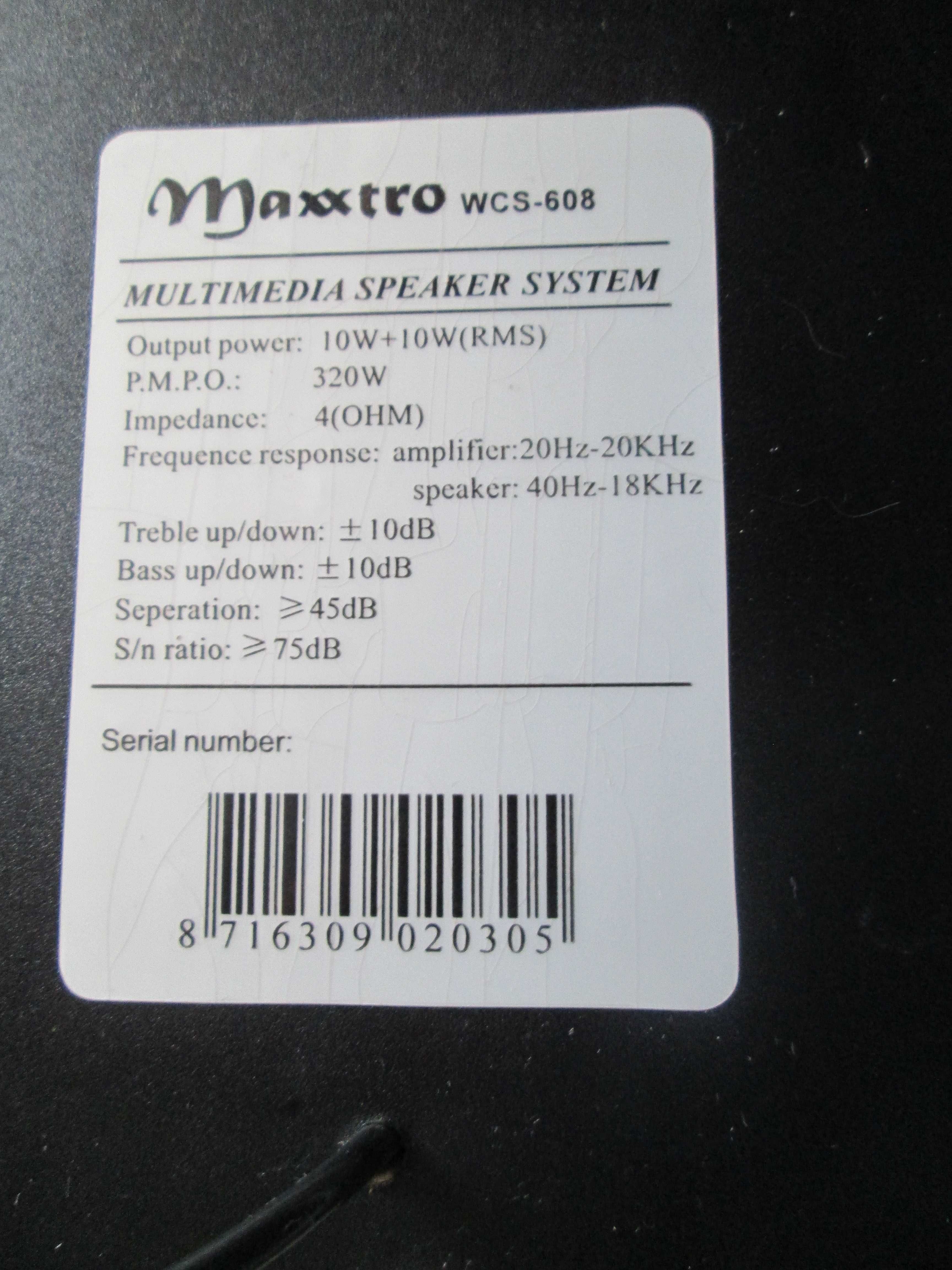 Аудіо-колонки Maxxtro WCS-608 (10.0 Ватт) 2.0, mini-jack (3.5 мм). Б/В