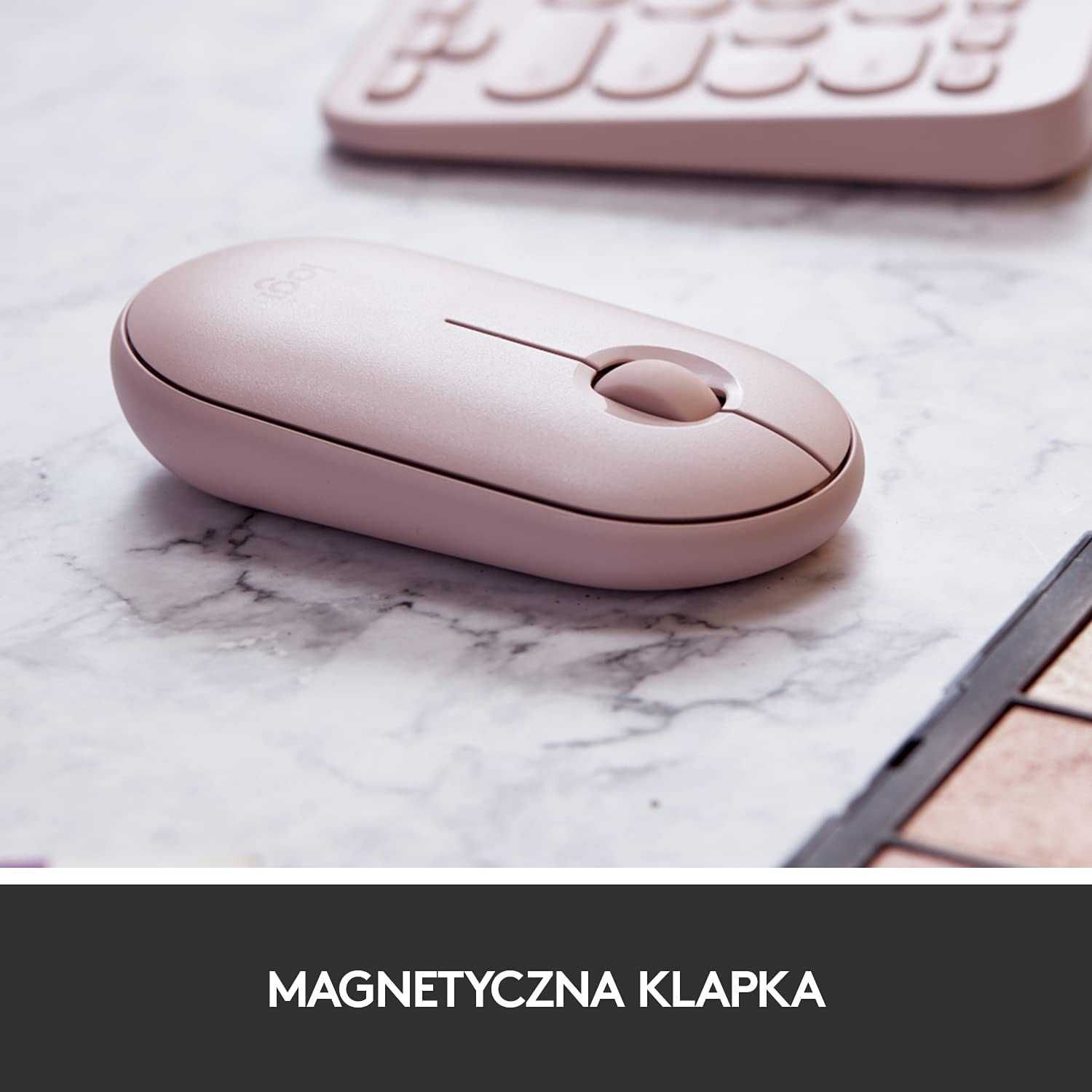 Logitech Pebble M350 Mysz bezprzewodowa Bluetooth Cicha Smukła różowa