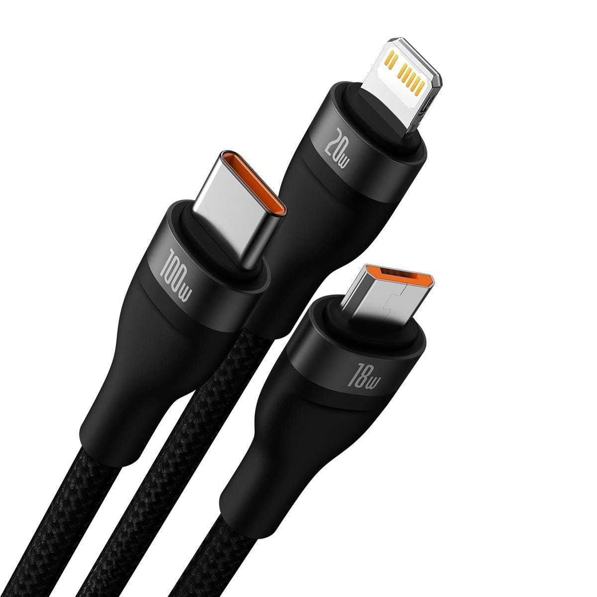 Baseus Flash II kabel 3w1 USB/C-USB C/iPhone/Micro 100W 1,2m Sklep Wwa