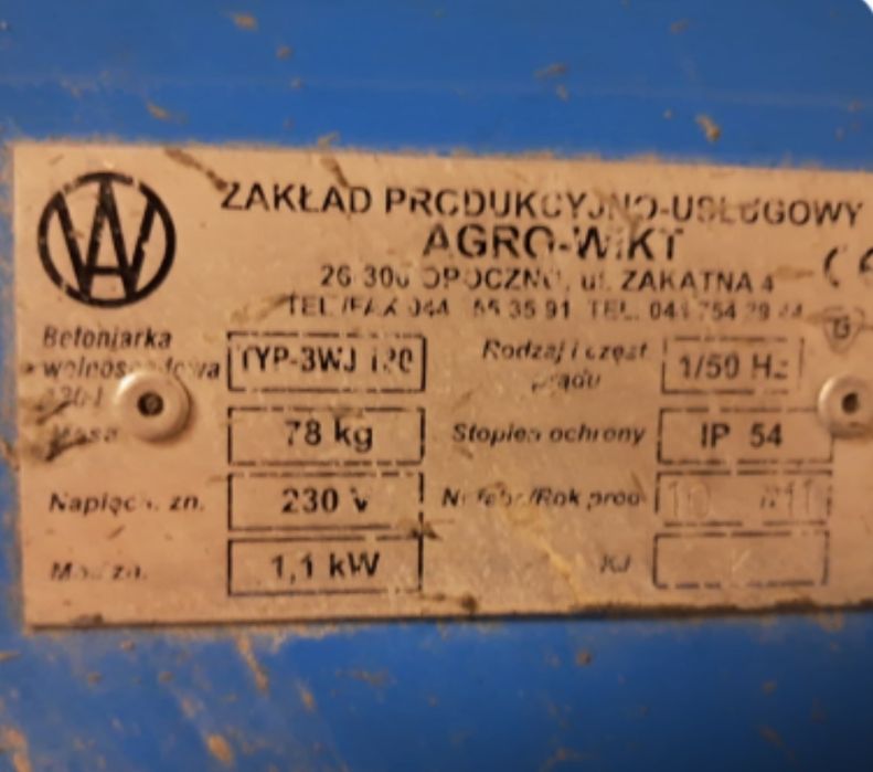 Betoniarka AGRO-WIKT 130L.