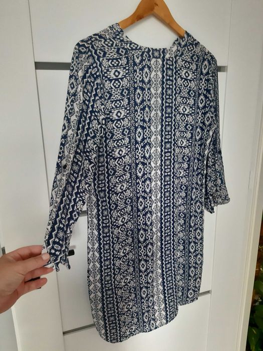 Sukienka mini boho, aztecka wzory 36 /S wiskoza