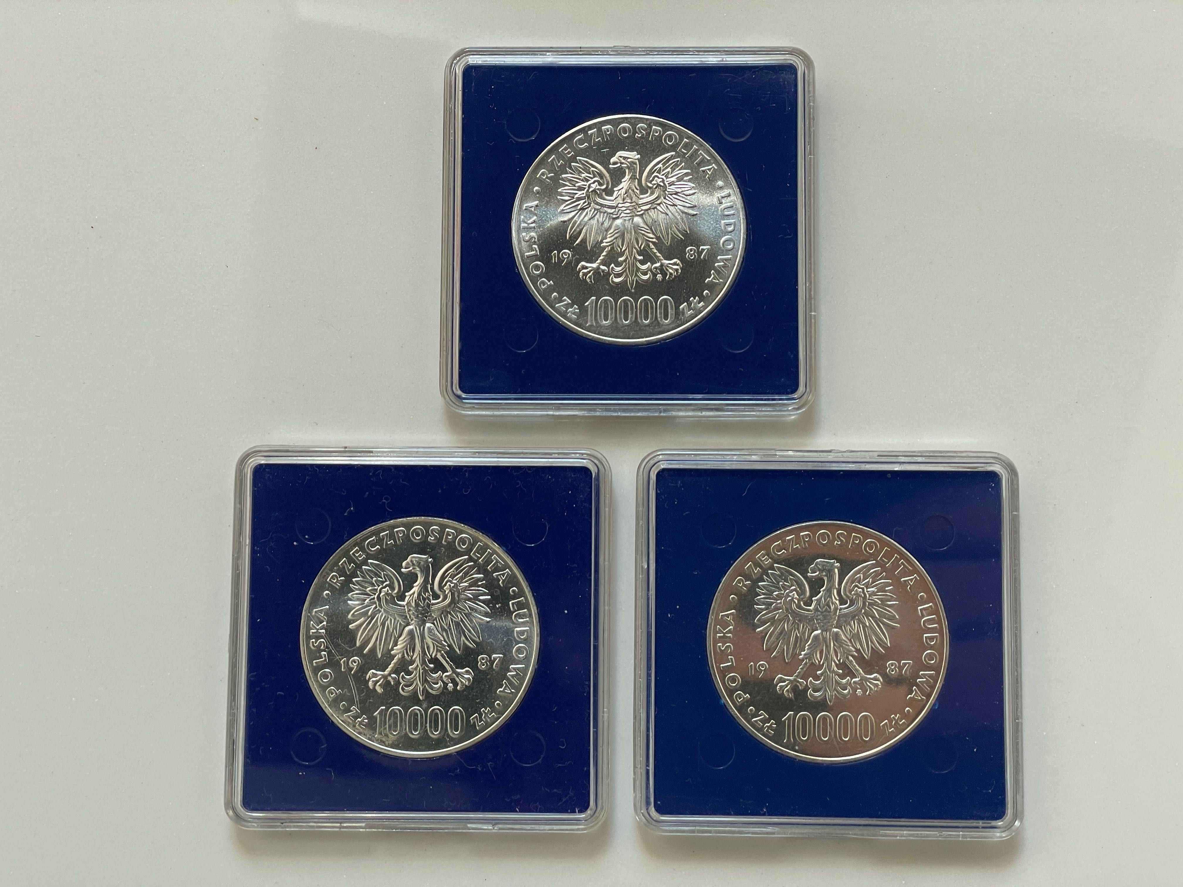 Zestaw 3 szt. 10000 zł Jan Paweł II 1987 (oryginalne kapsle PRL)