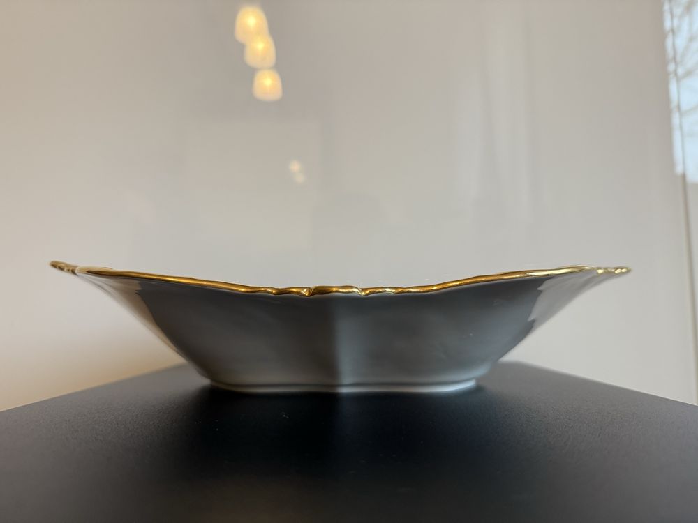 Patera Miśnia / Meissen - 31 cm - kobalt, bogate złocenia
