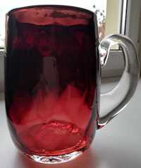 kryształowy rubinowy kufel do piwa Krosno kolekcjonerskie kufle piwne