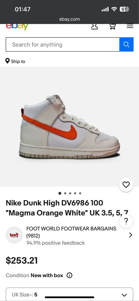 Кросівки Nike Dunk High нові оригінал 38р _ Кроссовки nike dunk ориг.