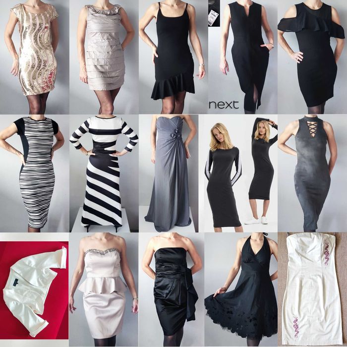 36 S / 38 M Zgrabna elegancka Sukienka Czarna ramiączka falbana