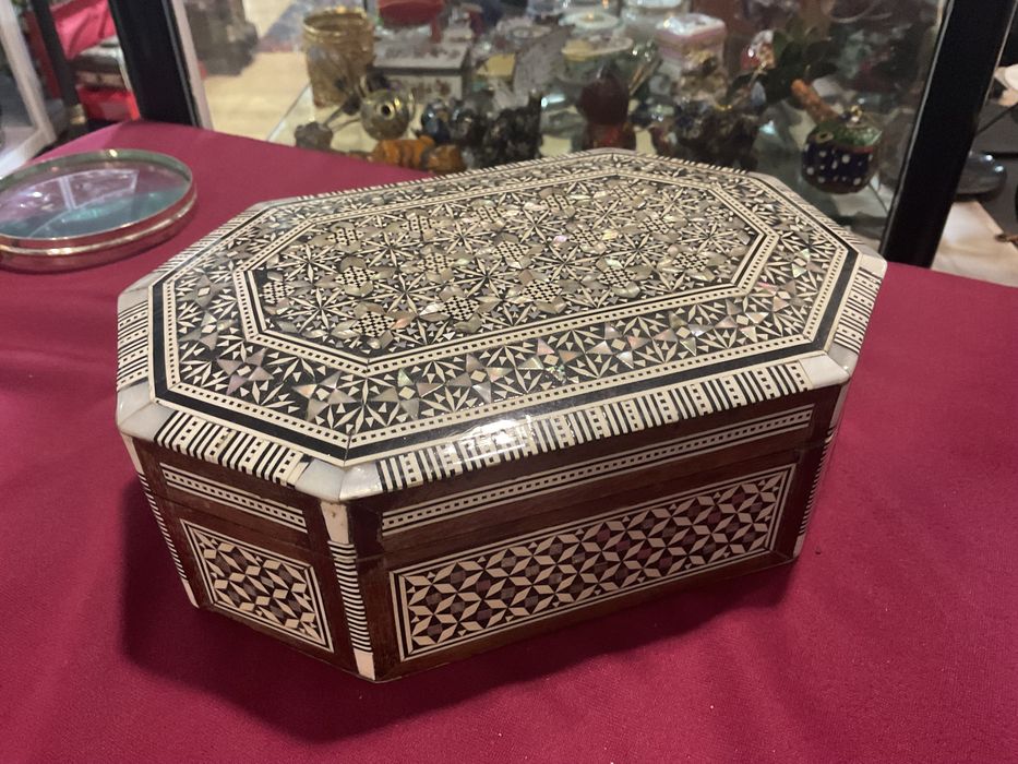 Caixa Sirian moorish inlaid de madre pérola 21x15x08 cm mosaic estilo