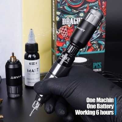 Kit de Tatuagem Rotativa Pen sem Fio + Bateria + Fonte de Alimentação
