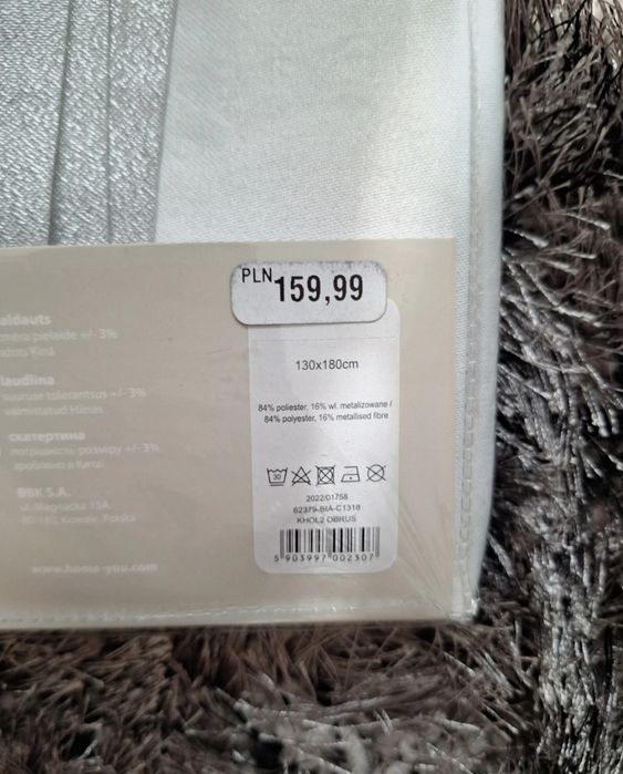 Srebrny obrus z cekinami home you nowy 130x180