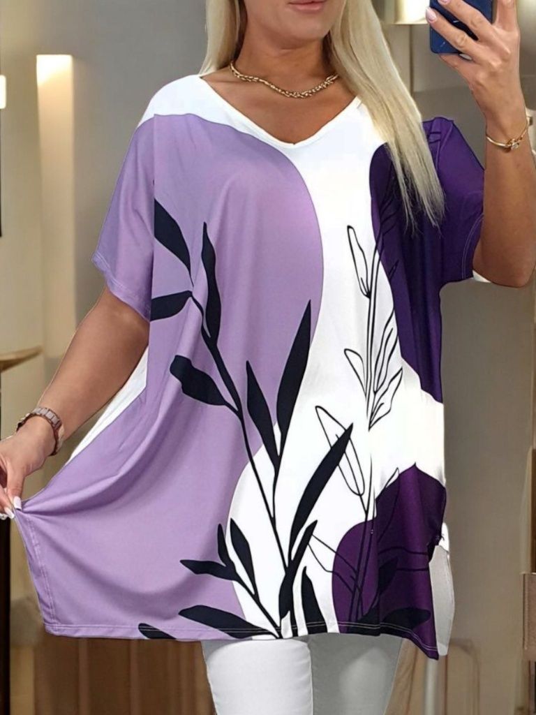 Tunika w odcieniu fioletu duży rozmiar uniwersalny Plus Size