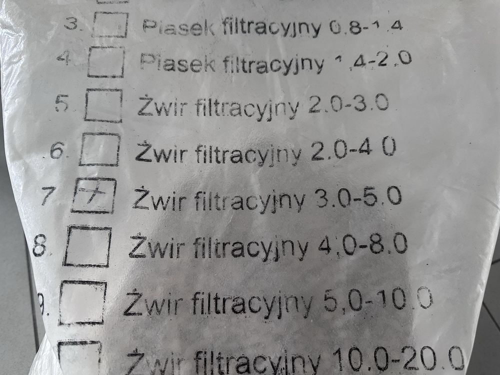 Żwir filtracyjny 3-5mm -17,36kg do przepłukania