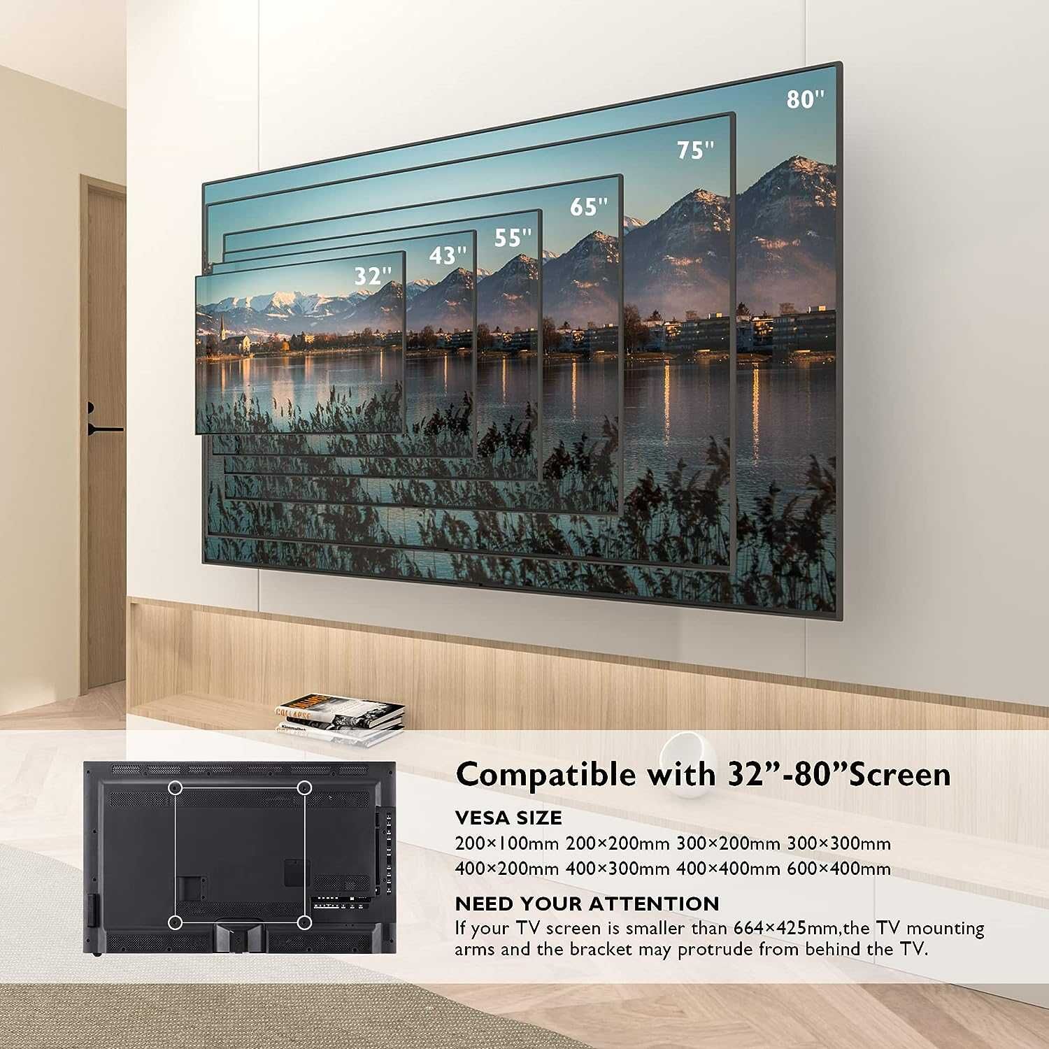BONTEC CT135 uchwyt obrotowy do TV 32-84" do 60kg VESA + kabel HDMI