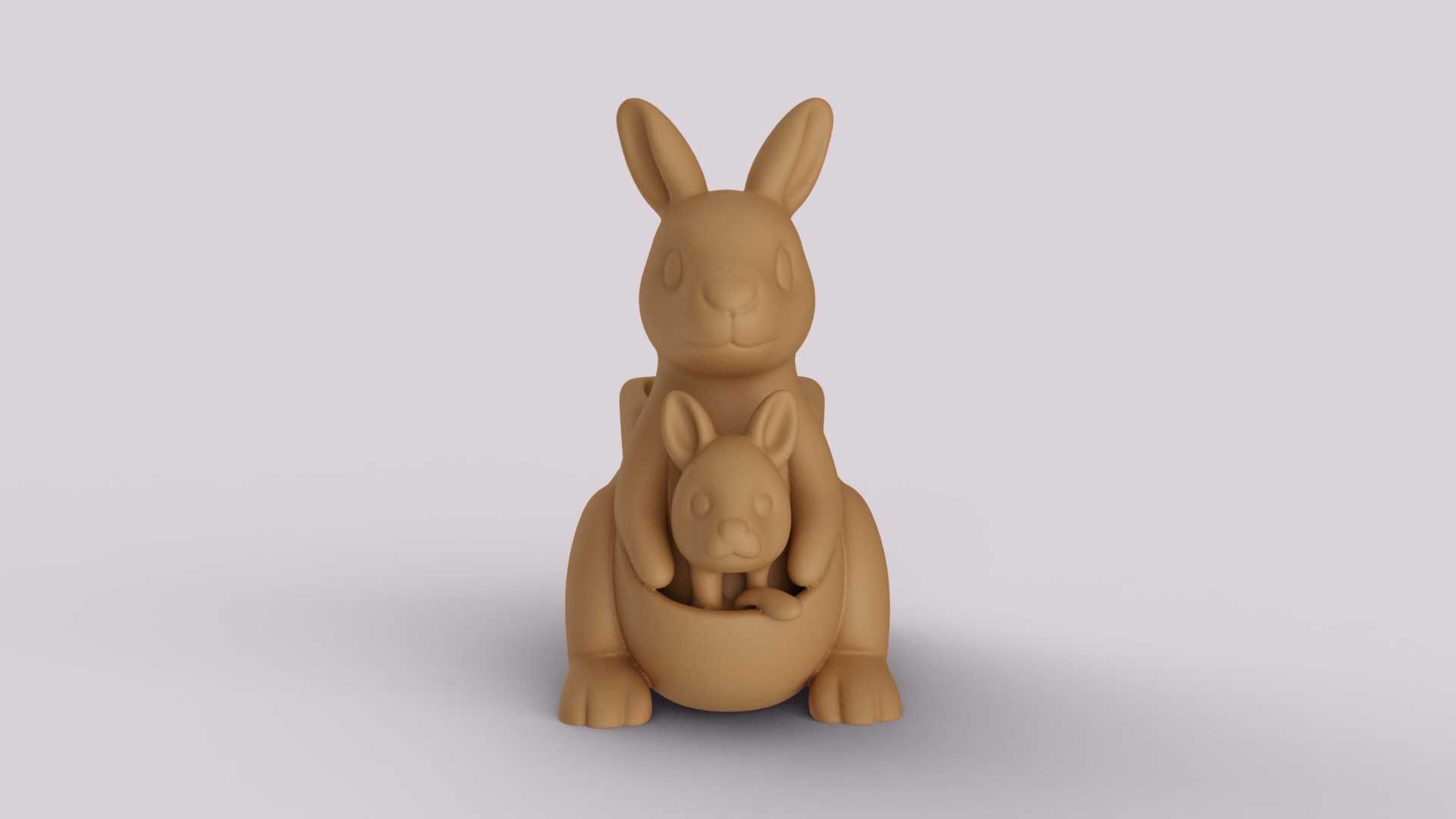 Vaso/Suporte Canguru Mãe e Filho 3D | Decoração Austrália Fofa