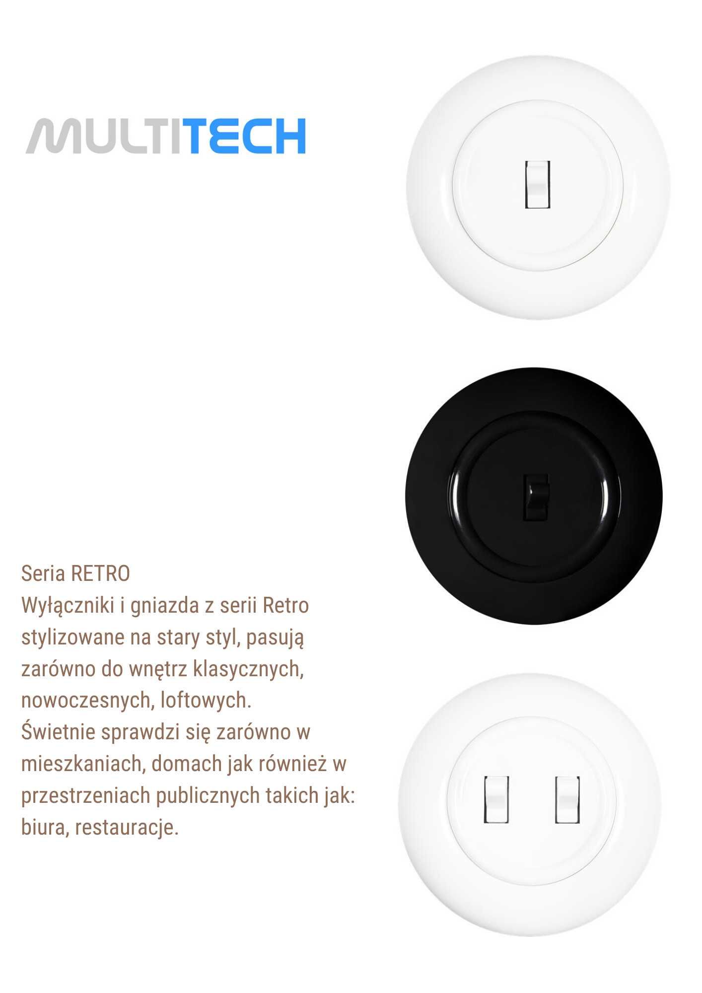 RETRO gniazdko pojedyncze z uziemieniem SCHUKO CZARNE bez ramki LOFT