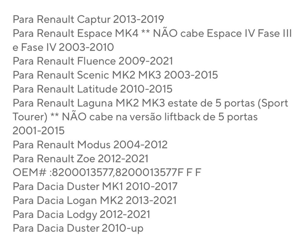 Luz matricula renault - varios modelos