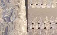 FIRANKA tiulowa z haftem i taśmą marszczącą 264 x 123 cm