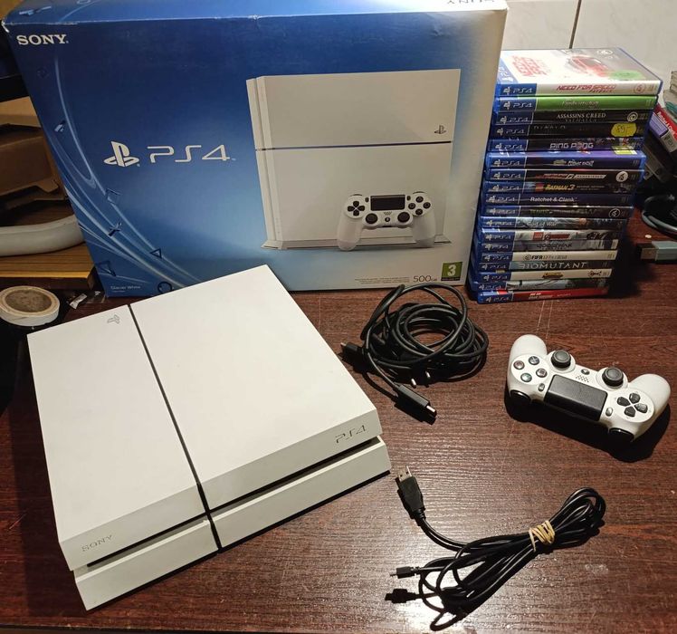 Konsola Ps4 Fat Biała 500GB stan idealny + Czyszczona