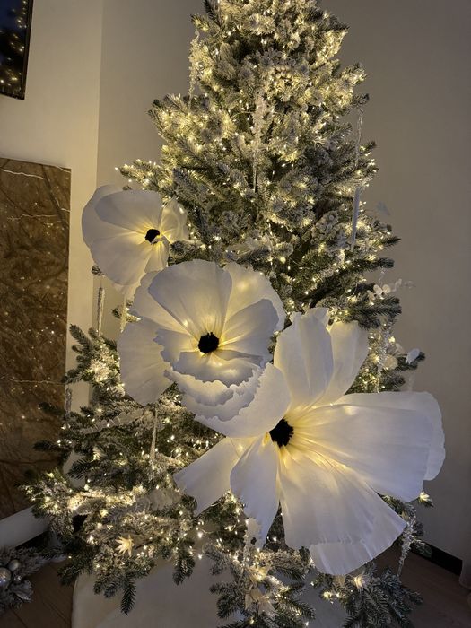 Квіти на ялинку, квіти для декору вітрин