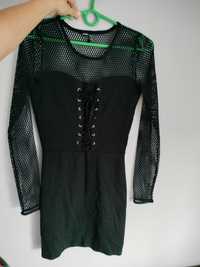 Czarna sukienka Cropp rozmiar S mała czarna z siatką