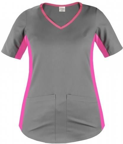 Komplet medyczny szary z różowym lampasem, rozmiar 4XL