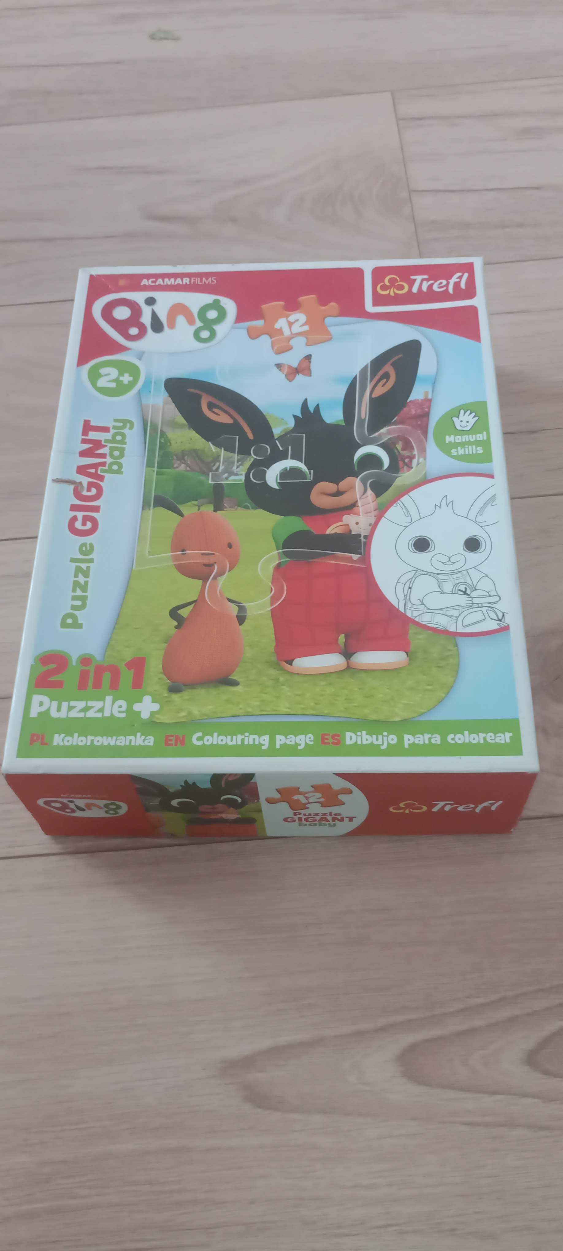 Puzzle Gigant Baby 12 elementów   2 w 1 z kolorowaną BING