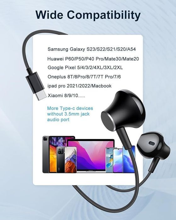 New Bee Słuchawki Usb C, Magnetyczne Słuchawki Przewodowe