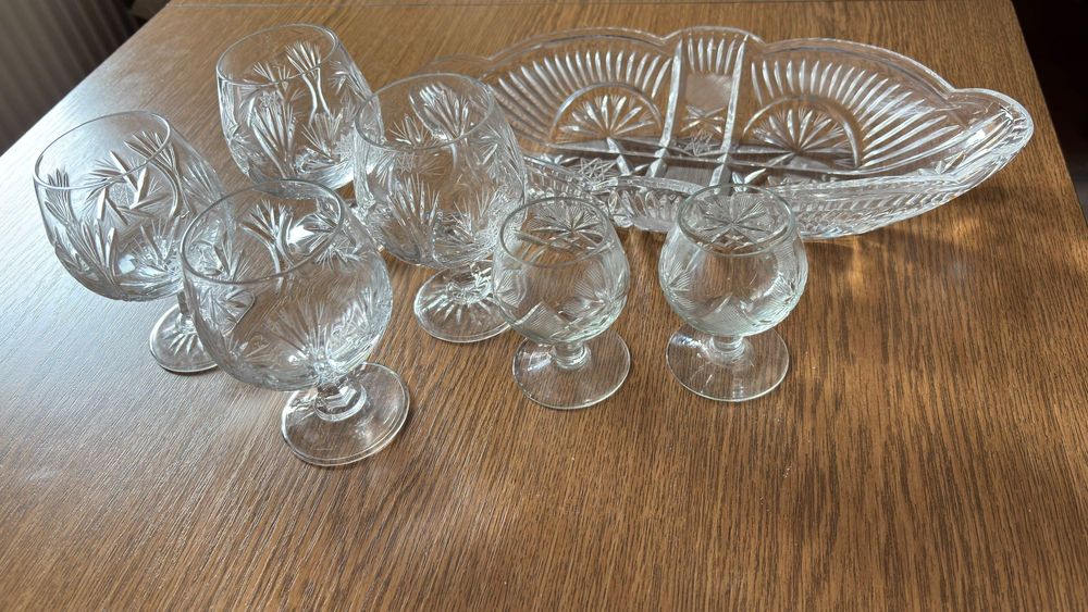 Literatki półmiska piękne Kryształ PRL zestawy