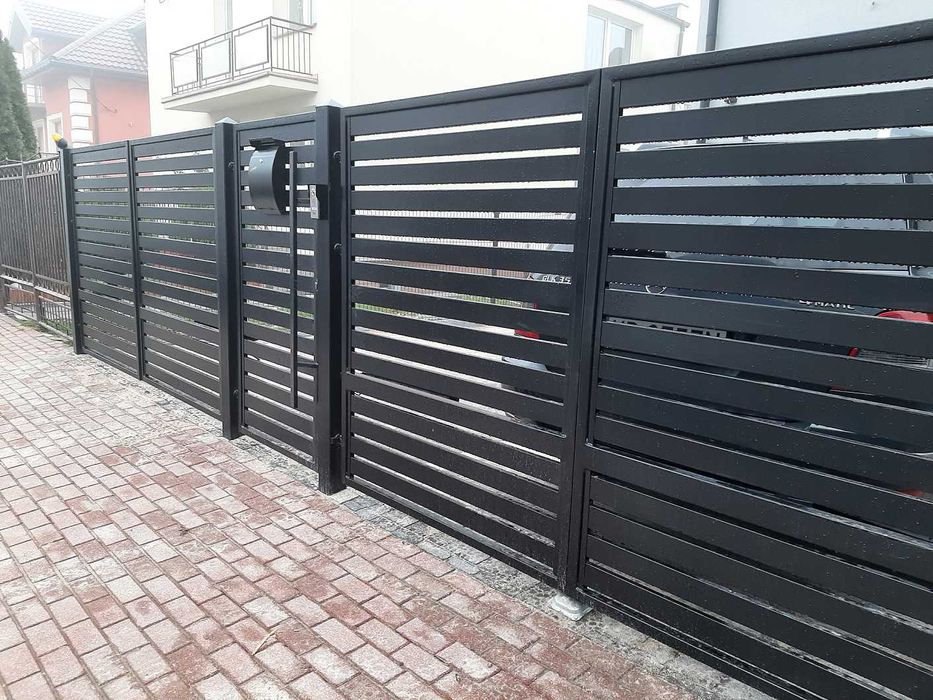 Kompletna brama palisadowa+ furtka palisadowa. Grube słupy