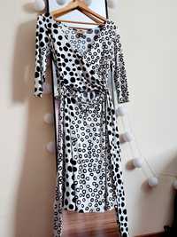 Issa London sukienka premium Jedwabna w kropki wiązania biała czarna
