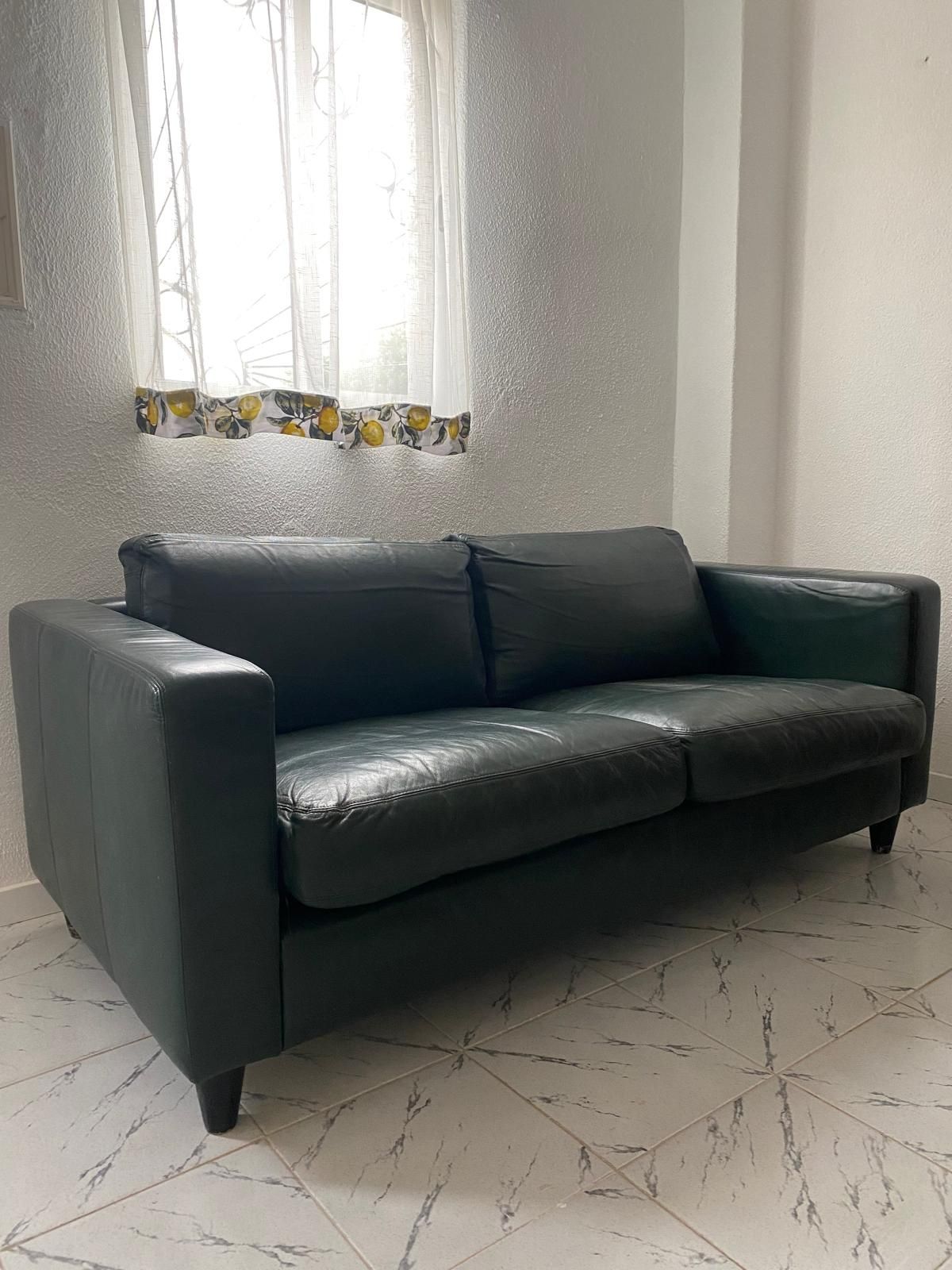 Conjunto de Sofás em Pele verde escuro