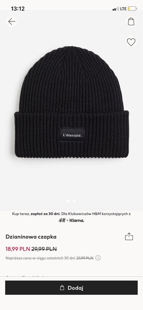 Dzianinowa Czapka H&M