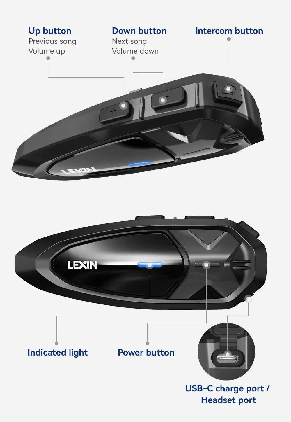 Гарнитура для мото шлема интерком Bluetooth 5.0 Lexin GTX Sena Scala