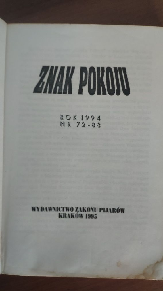 " Znak pokoju " miesięcznik nr 72-83 rok 1994